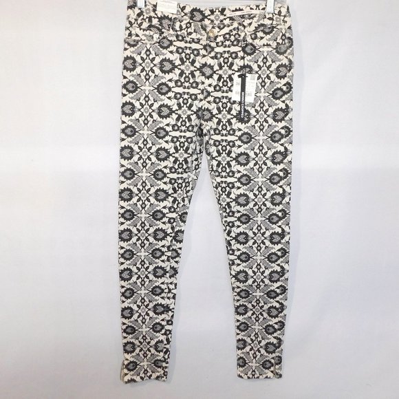 Zara Premium Denim Collection Women's 4 Skinny Cropped Thistle Pattern Jeans NEW - Picture 1 of 13